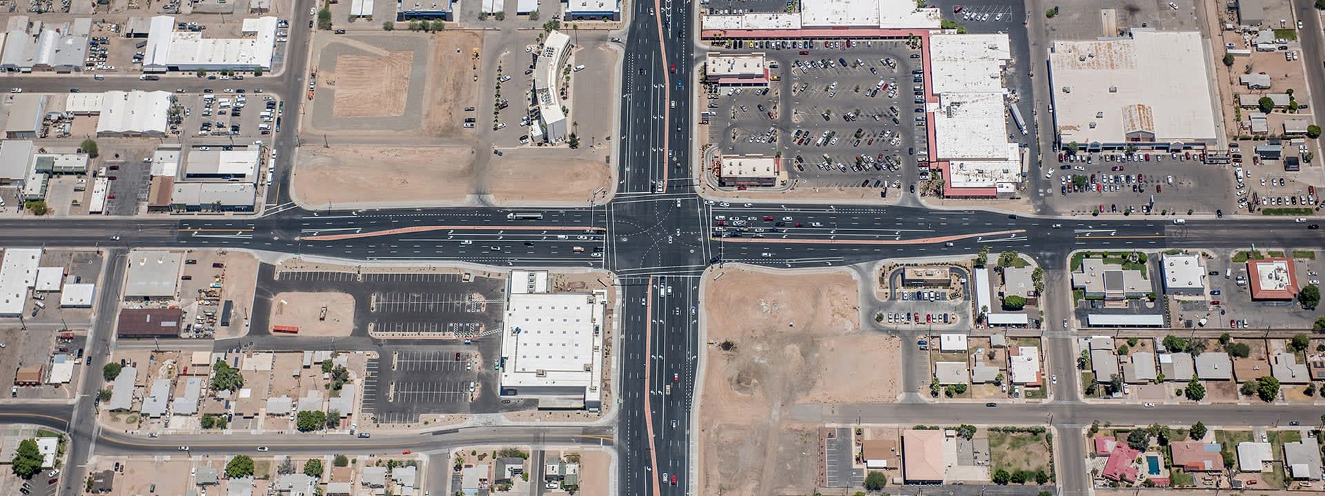 Center Pointe inersection revitilization in Yuma AZ aerial photo.