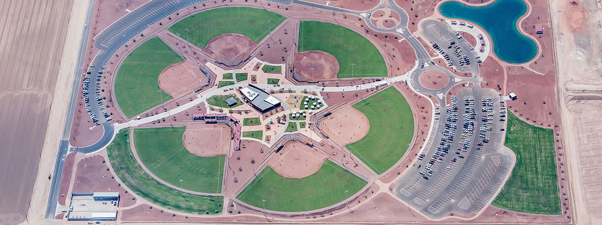 Aerial view of the Pacific Avenue Athletic Complex in Yuma AZ.