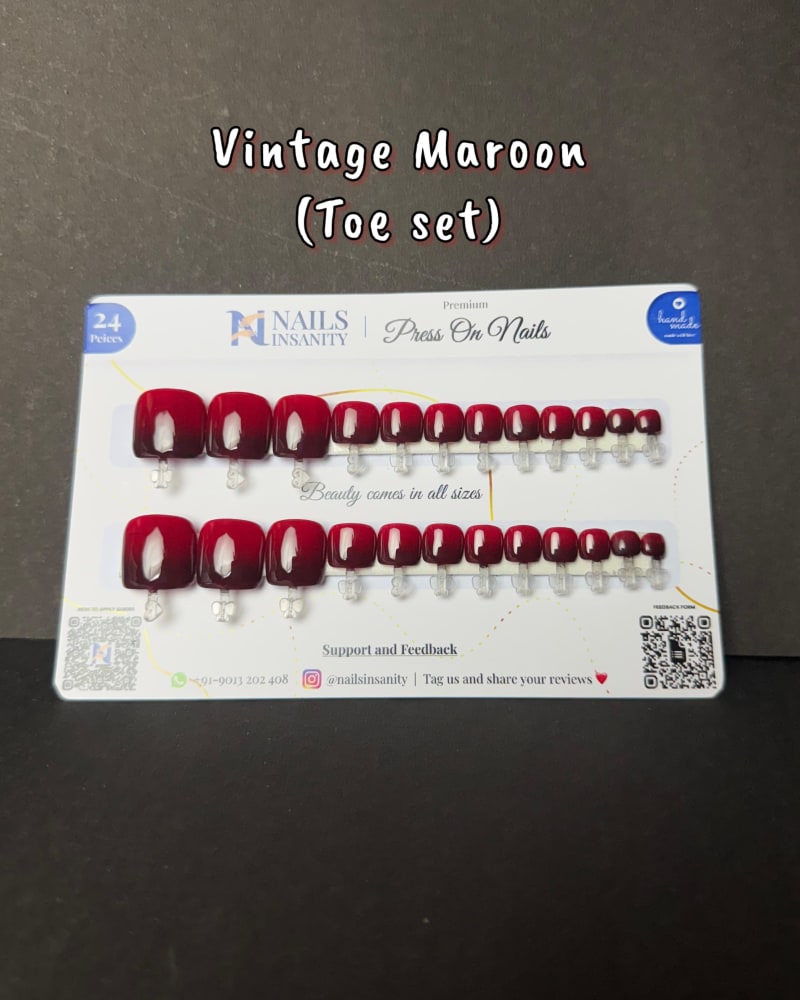 Vintage Maroon Toe Set