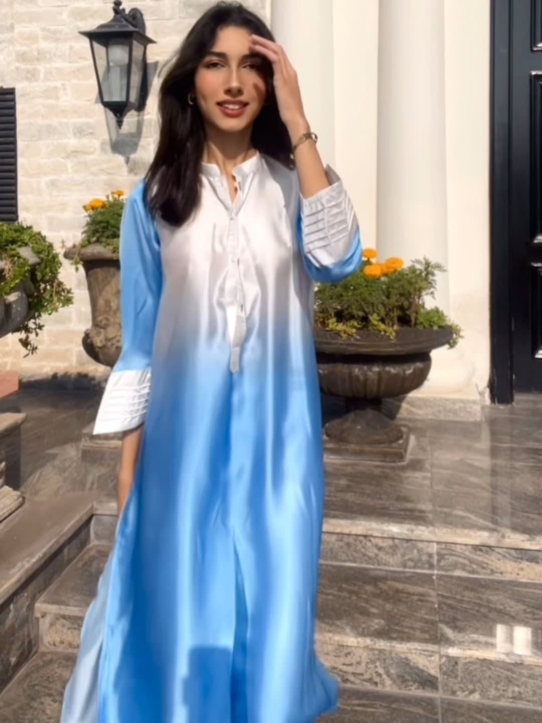 Azure Ombré Silk 2-Piece Suit — view 1