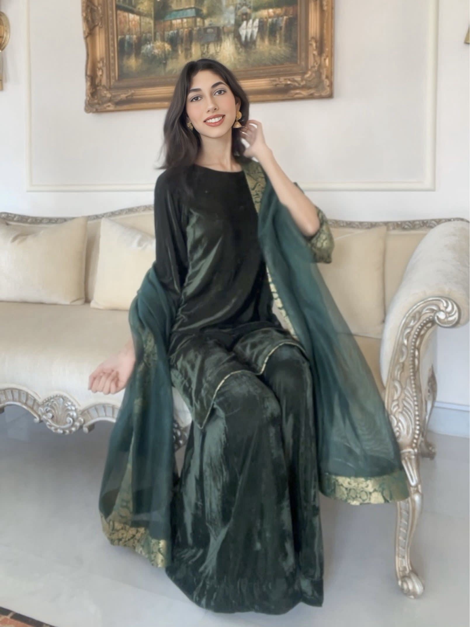 Velvet Sharara Set With Cotton Net Dupatta — view 2