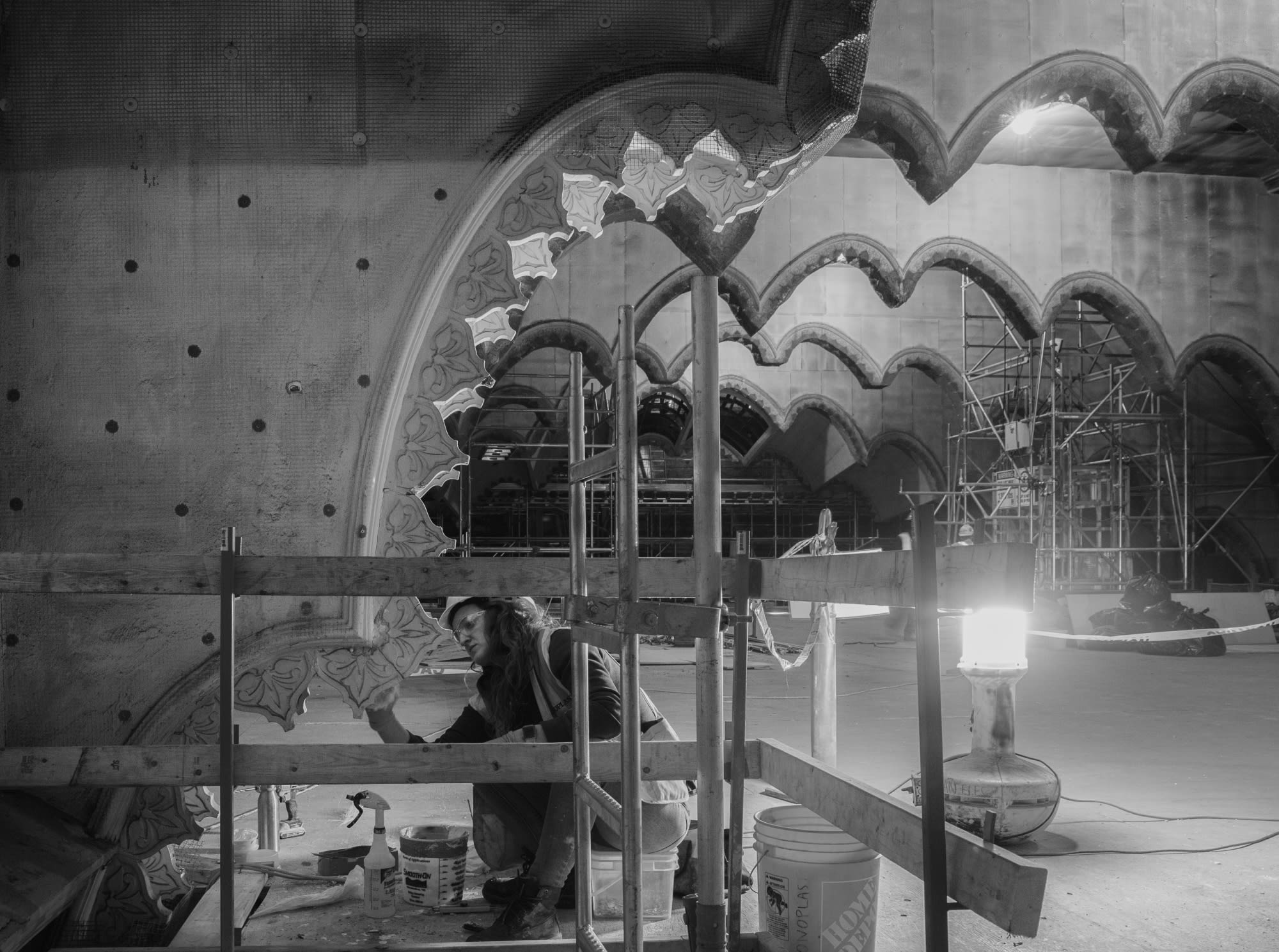 Skilled artisans carefully restored 127-year-old plaster by hand.
