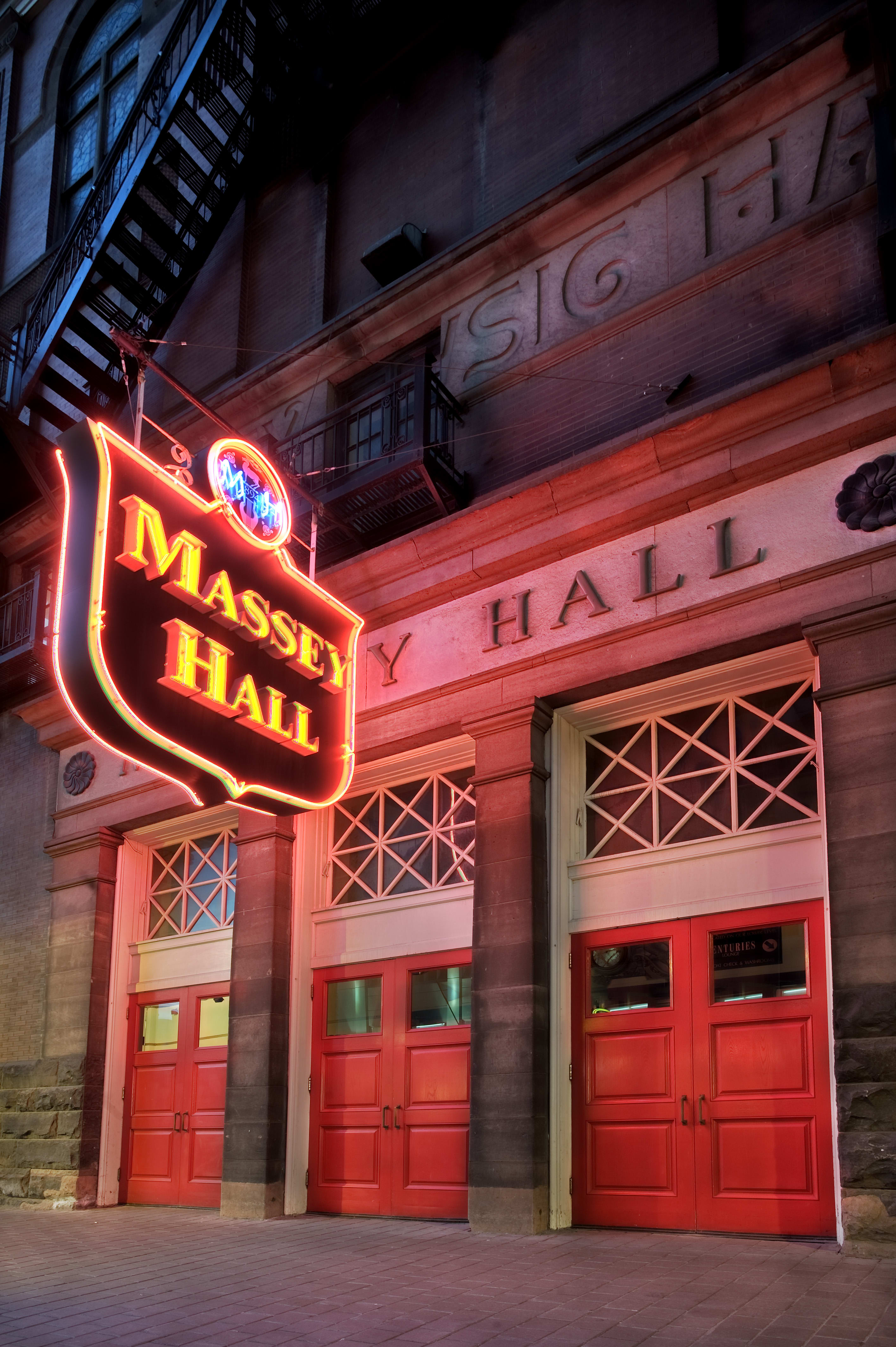 Massey Hall Sign with Red Doors