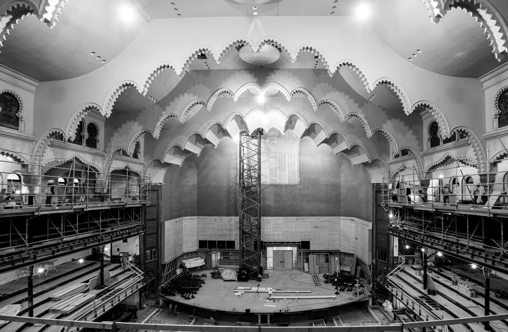 AFTER: Wide shot of ceiling arches, post-restoration, Nov 2020.