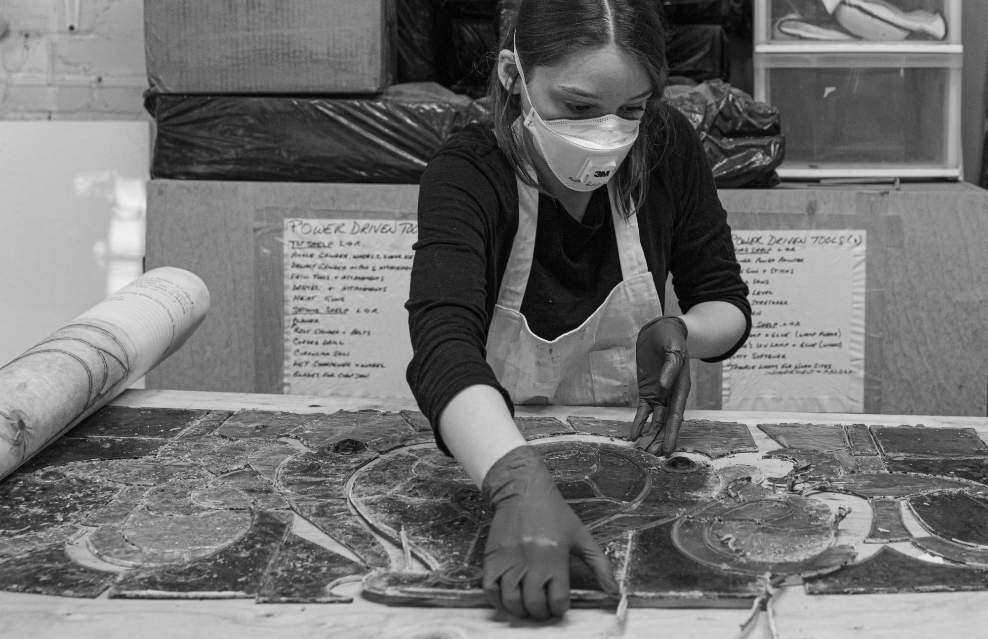 Stained-glass restoration teams carefully dismantled, cleaned & cared for every piece of stained glass.