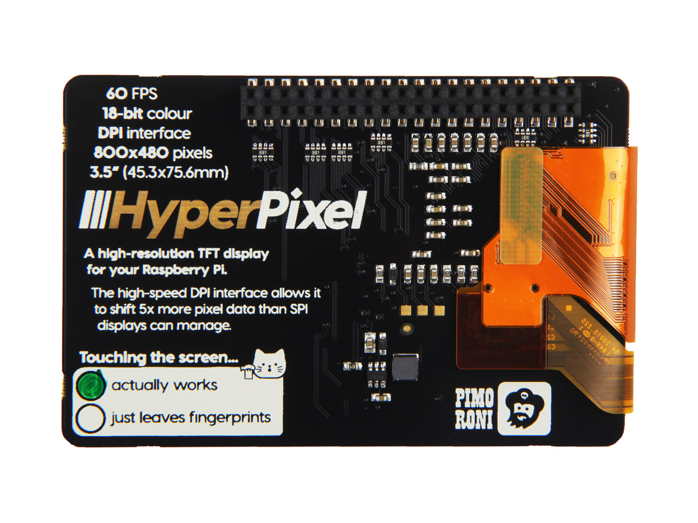 購買pimoroni Hyperpixel 用於raspberry Pi 的3 5 英寸高分辨率顯示器 台灣makehub
