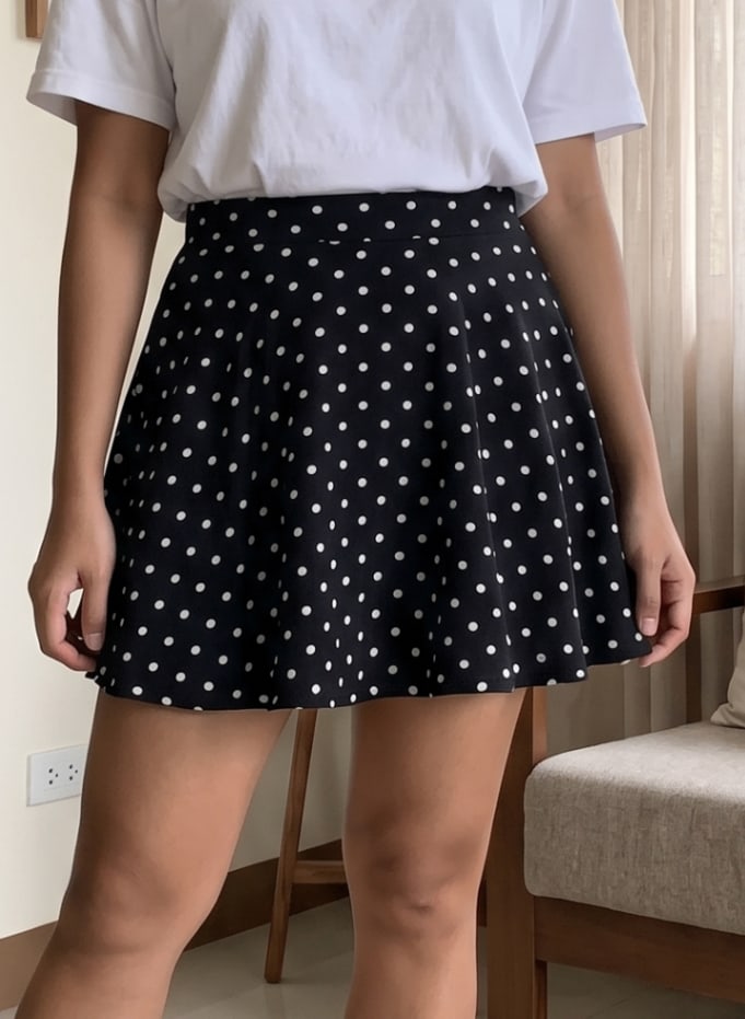 BLACK POLKA SKIRT
