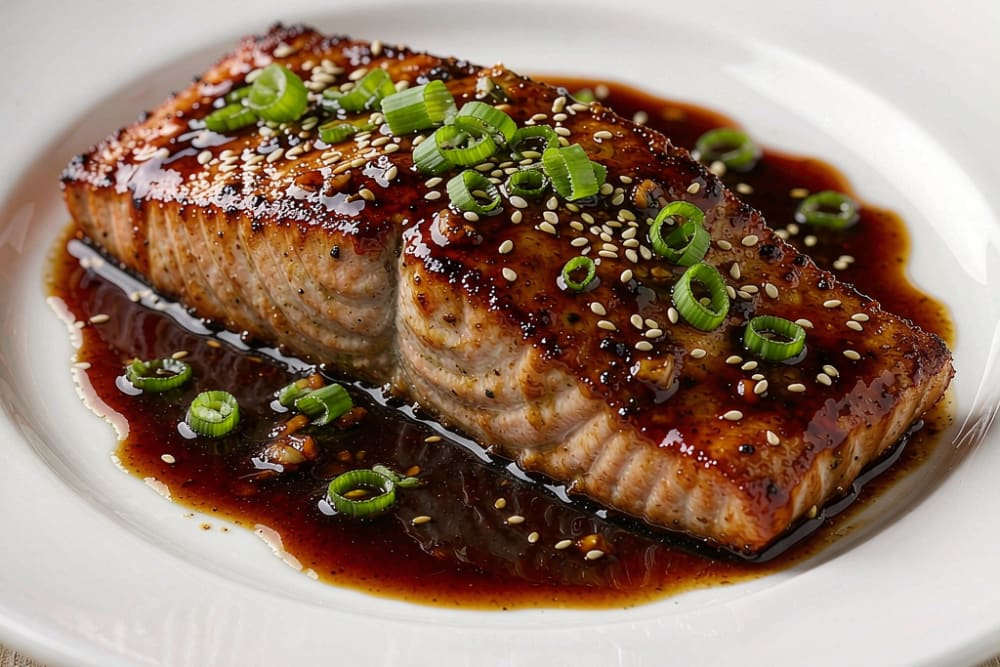 Salmão na Frigideira com Soja e Mel (蜜汁煎三文鱼) – Crocante por Fora, Suculento por Dentro