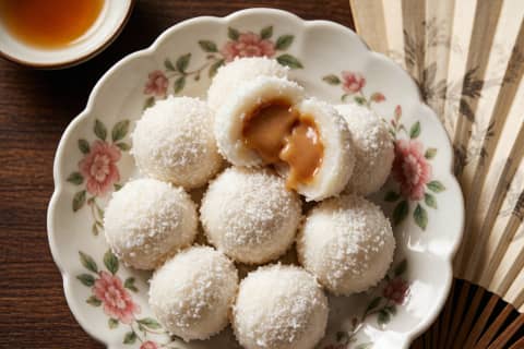 Bolinho de Arroz Aiwowo (艾窝窝) – Esferas de Arroz Glutinoso Recheadas, Estilo Beijing