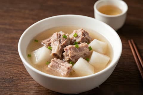 Sopa de Costela de Porco e Nabo (排骨萝卜汤) – Caldo Claro e Doce