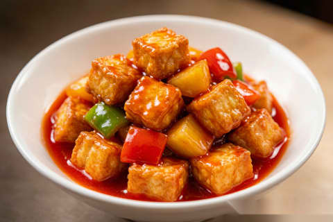 Tofu Frito Agridoce (糖醋豆腐) – Vegetariano com Molho Brilhante