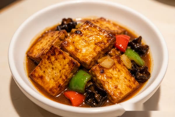 Tofu Caseiro (家常豆腐) – Tofu Refogado com Molho Savory