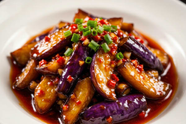 Beringela ao Molho Yuxiang (鱼香茄子) – Vegetal Sedoso e Apimentado