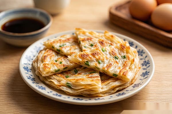 Pão de Cebolinha (葱油饼) – Pão Chinês Tostado com Cebolinha Verde