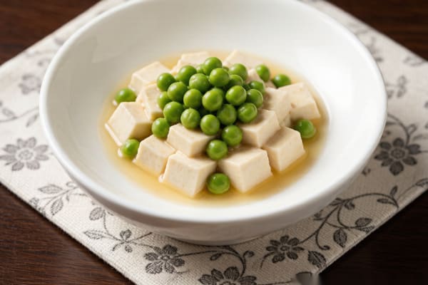 Tofu com Ervilha (豌豆豆腐) – Tofu Macio e Verde