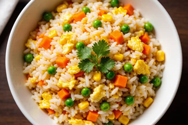 Arroz Frito com Legumes (蔬菜炒饭) – Arroz Solto e Colorido