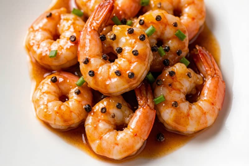 Camarão com Pimenta Preta (黑椒虾) – Camarão Suculento e Aromático