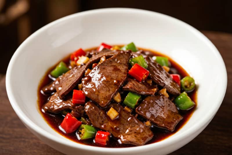 Fígado de Porco à Moda de Xiangxi (湘西土匪猪肝) – Fígado Salteado Apimentado, Estilo Hunan