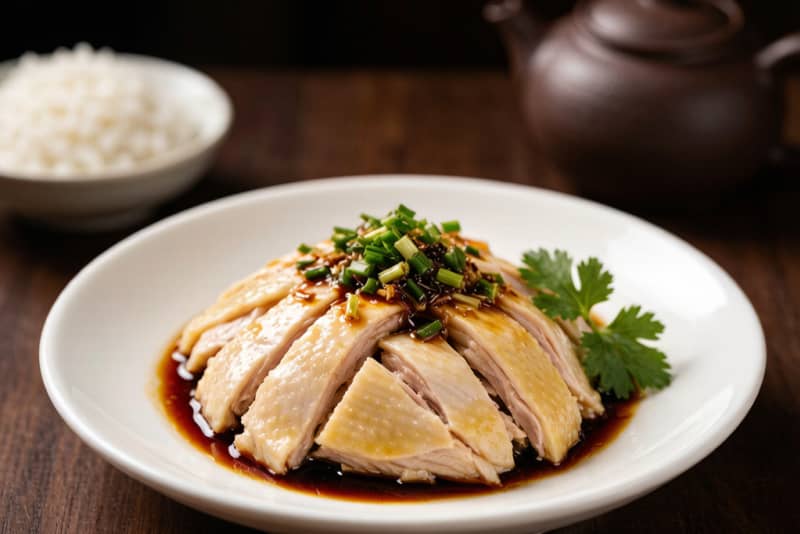 Frango com Óleo de Cebolinha (葱油鸡) – Frango Vaporoso de Shanghai