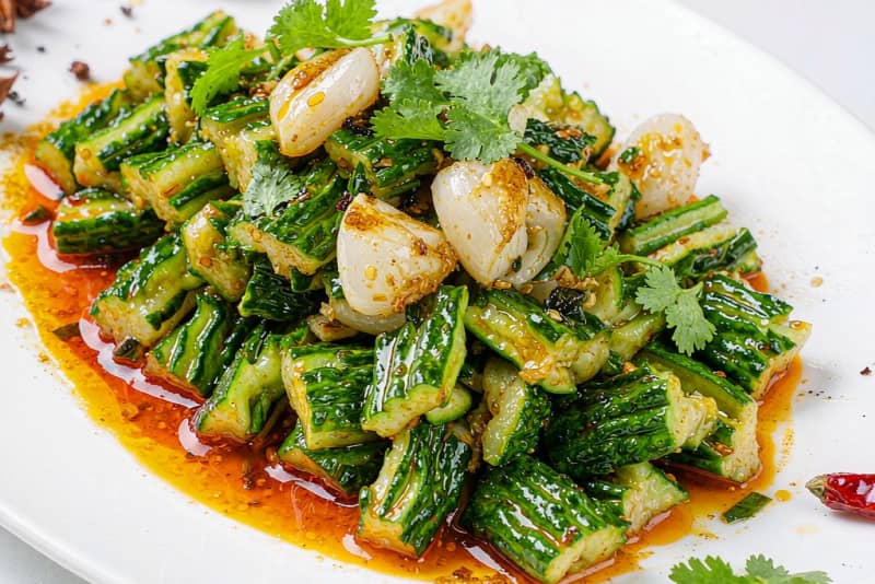 Pepino Amassado com Alho (Pai Huang Gua)