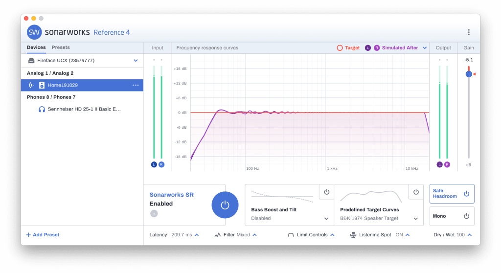 Sonarworks Reference 4 Systemwide の画面