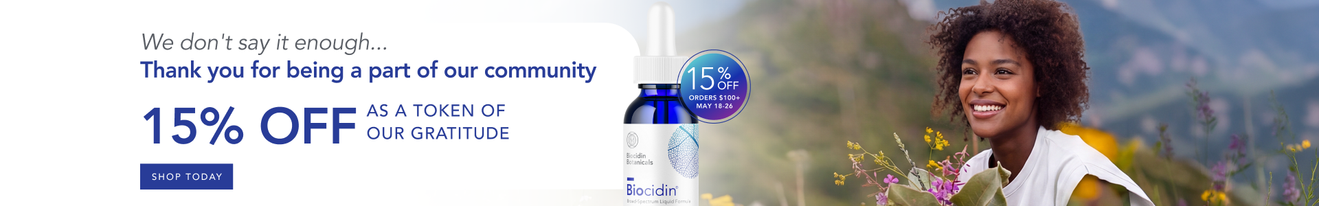 Thank you for being a part of our community - 15% off as a token of our gratitude