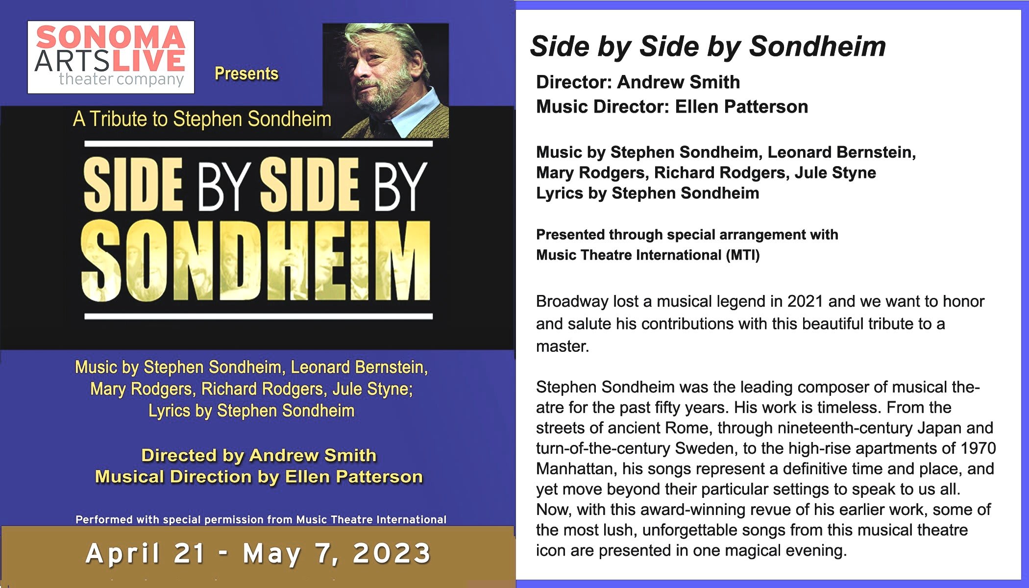 Side By Side By Sondheim Sonoma Arts Live April 21-May 7