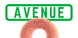 words 'avenue q'  with the q styled to look like puppet fur