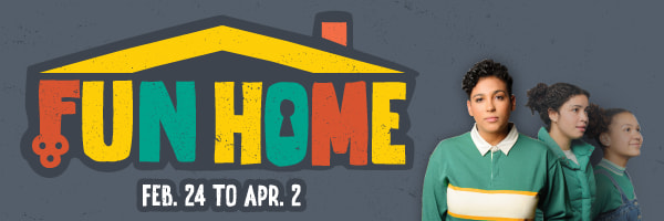 The words Fun Home appear in the shape of a house with a housekey cutout for two of the letters