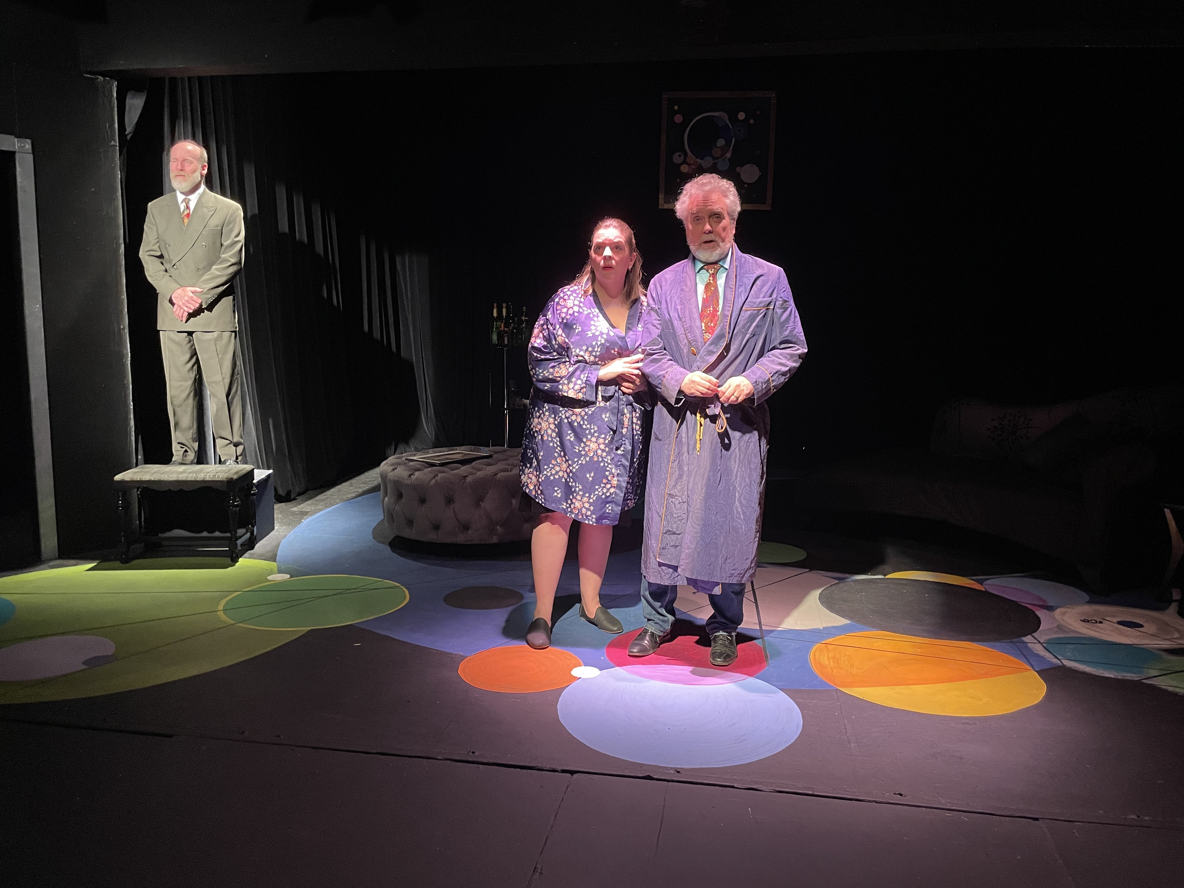 Matt Beall Megan Columbus and Ron Talbot in a scene from Six Degrees of Separation at Chanticleers Theatre