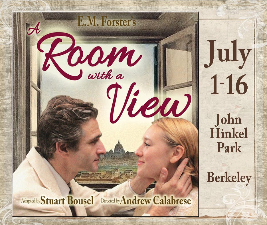 Lucy (Sophie Ruf) and George (Tyler Scott Null) gazing at one another with Italy in the background.