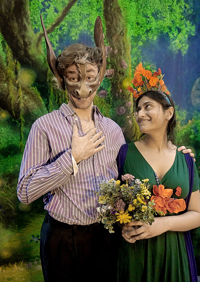 Robert Kittler as Bottom and Yamini Jain as Titania in 'A Midsummer NIght's Dream'