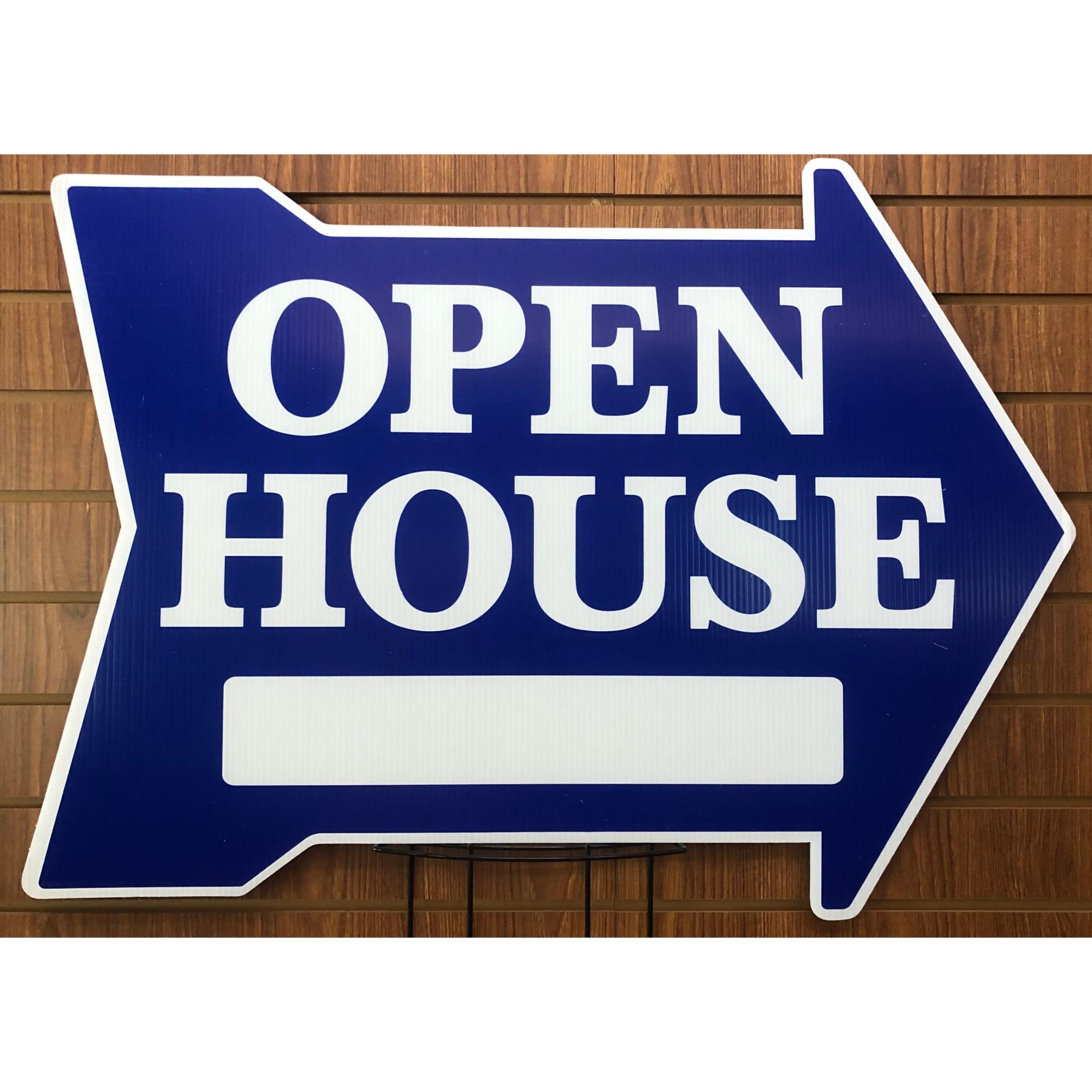 EXTRA LARGE Open House ___ -- Arrow Shape BLUE provided by WCREALTORS