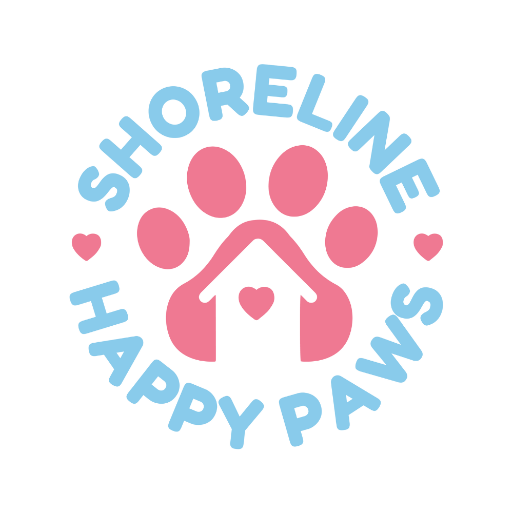 Shoreline Happy Paws Logo Professional Dog Walking in Old Saybrook, Groton, New London, Waterford, East Lyme, Mystic