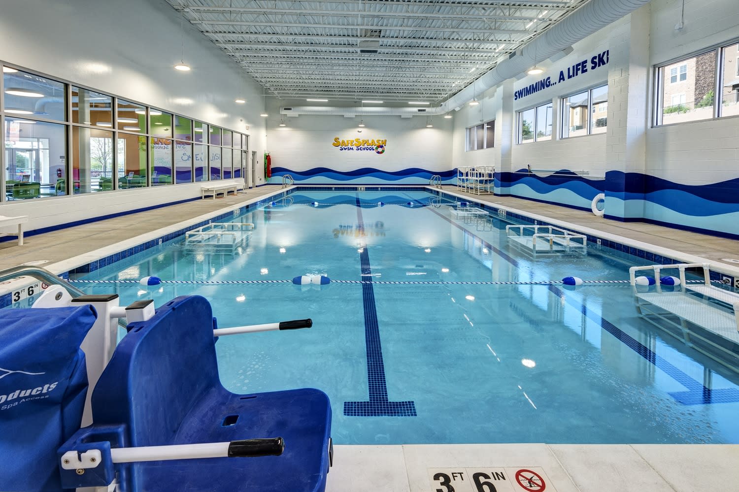 Commercial pool built by Sunset Pools for Safe Splash Swim School in Cypress, Texas.