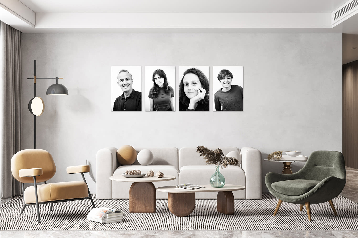 interior mockup large format portraits on the wall