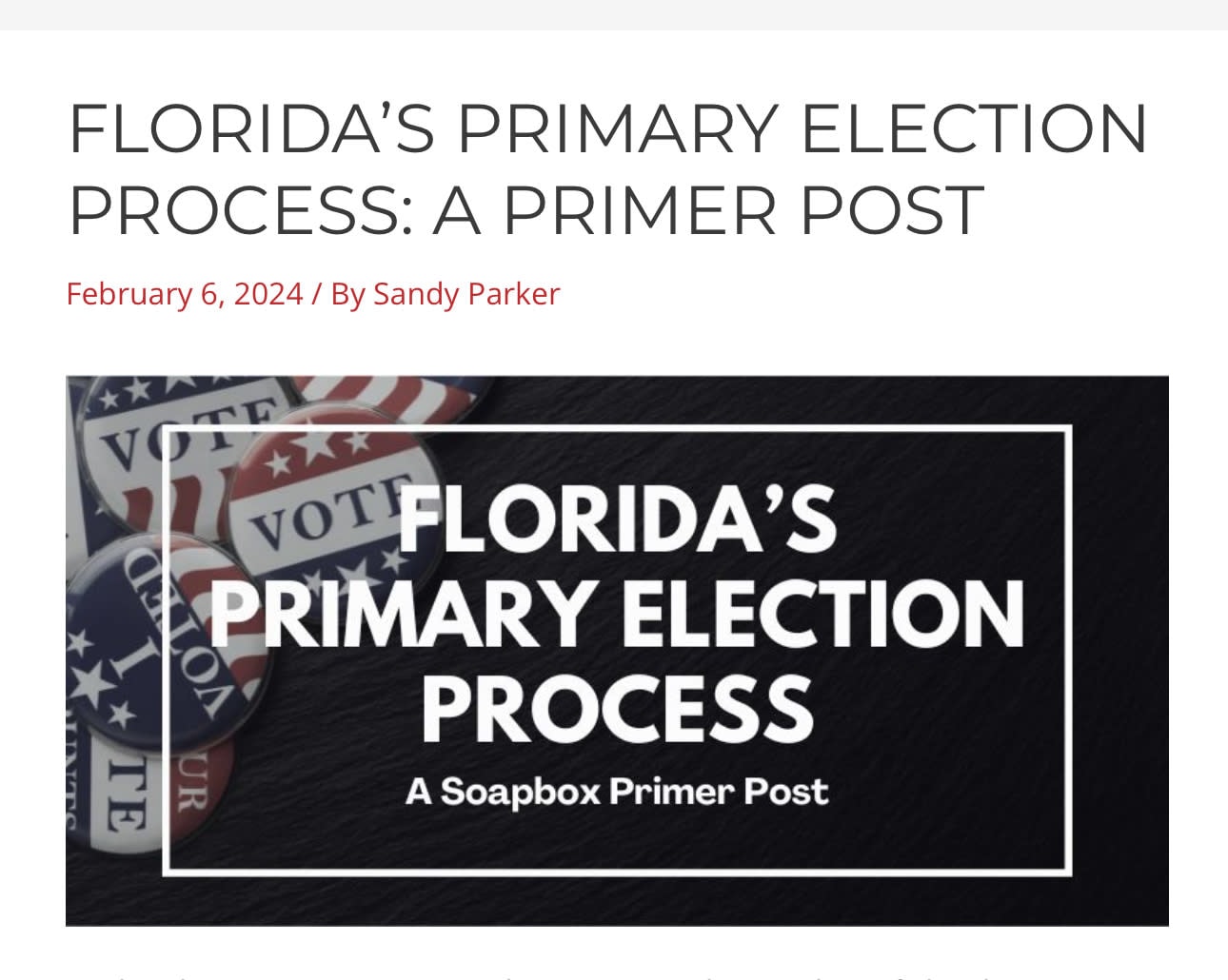 Florida’ Primary Election Process