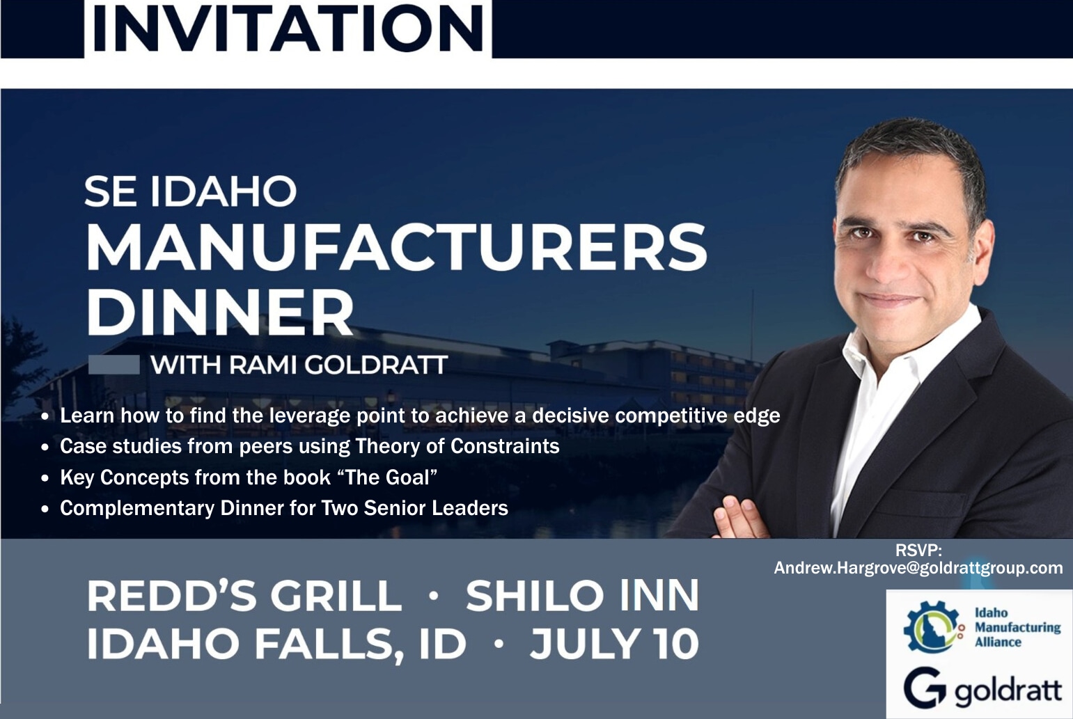 SE Idaho Manufacturers Dinner with Rami Goldratt Idaho Fallls Idaho Manufacturing Alliance