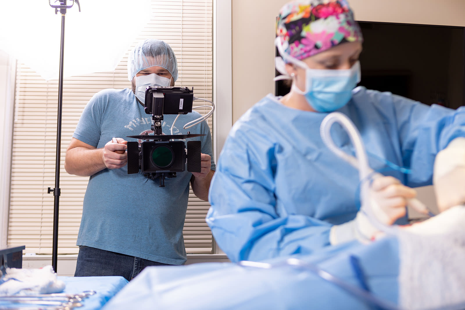 Adam Stultz filming at a Mount Carmel Animal Hospital