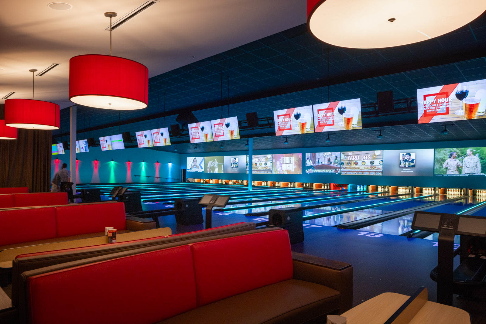 Image of Main Bowling Lanes with Lane-Side Dining Area