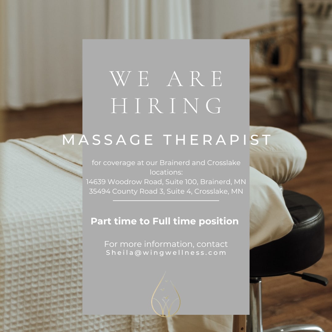 Hiring Massage Therapist at Wing Wellness Medical Spa