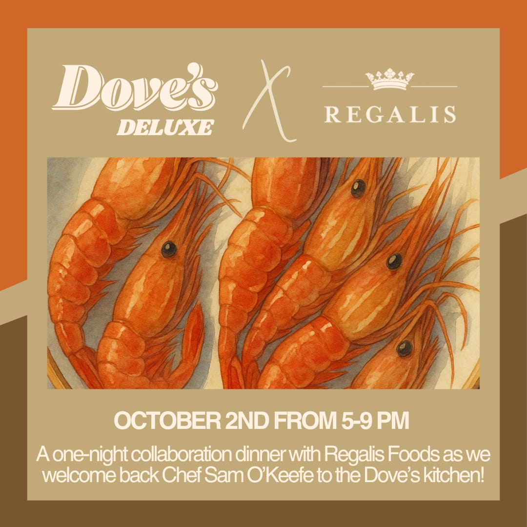 Dove's Deluxe dinner flier with shrimp