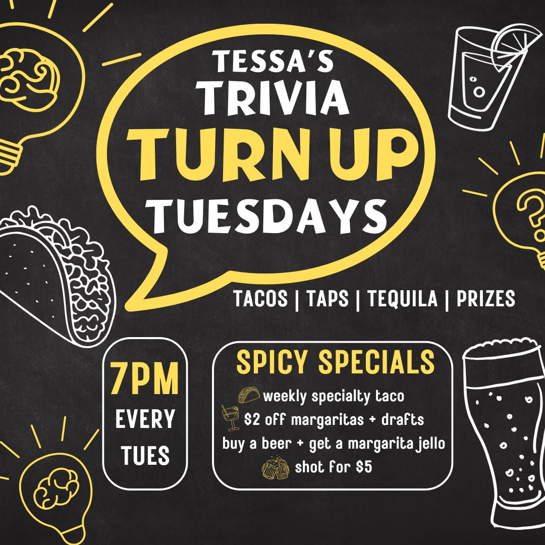 Incline Trivia Tuesdays with Tessa, Tacos, Beer Taps and Tequila Margarita Jell-O shots. All ages