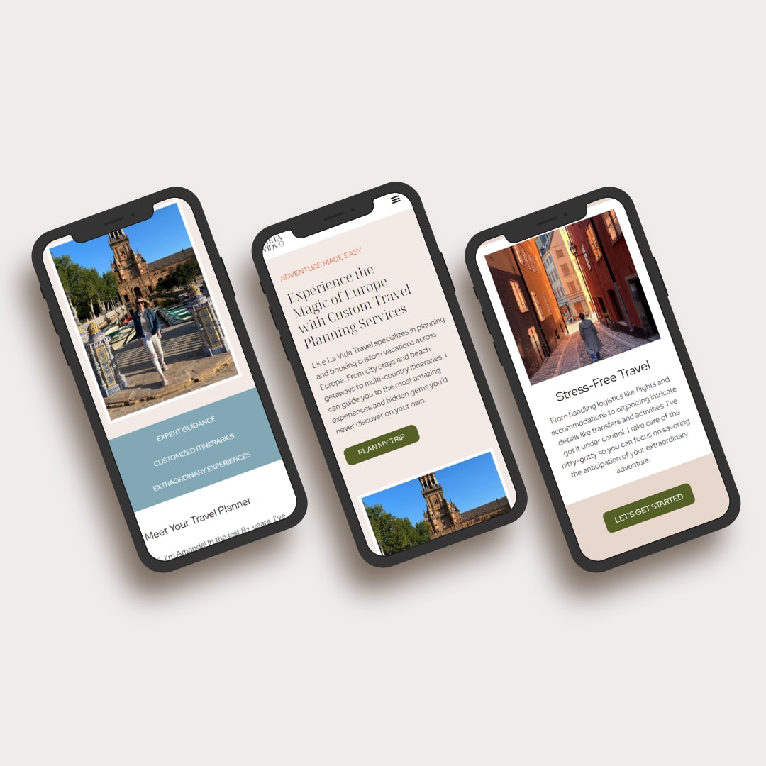 Custom Website Design for Travel Planner in Phone Mockups