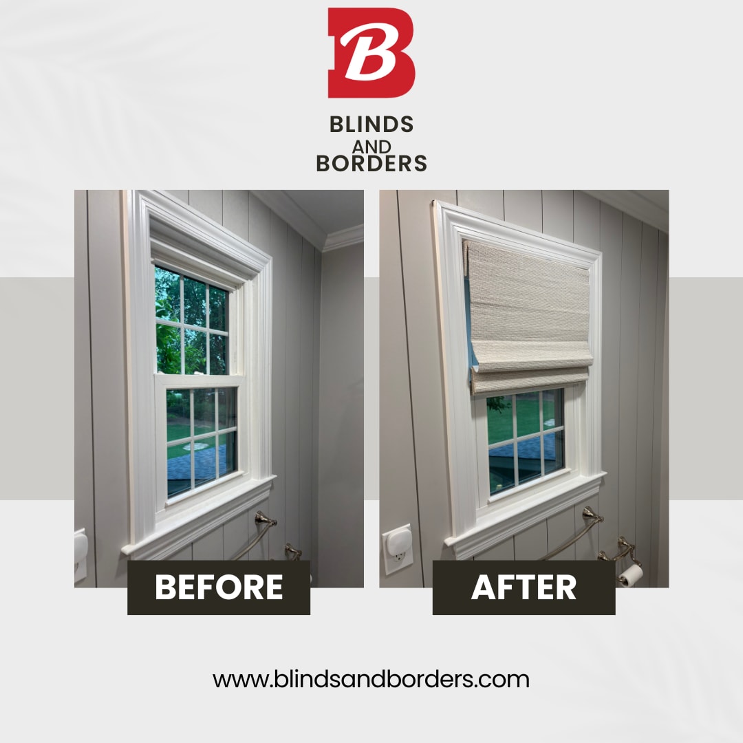 woven wood shade with waterfall style