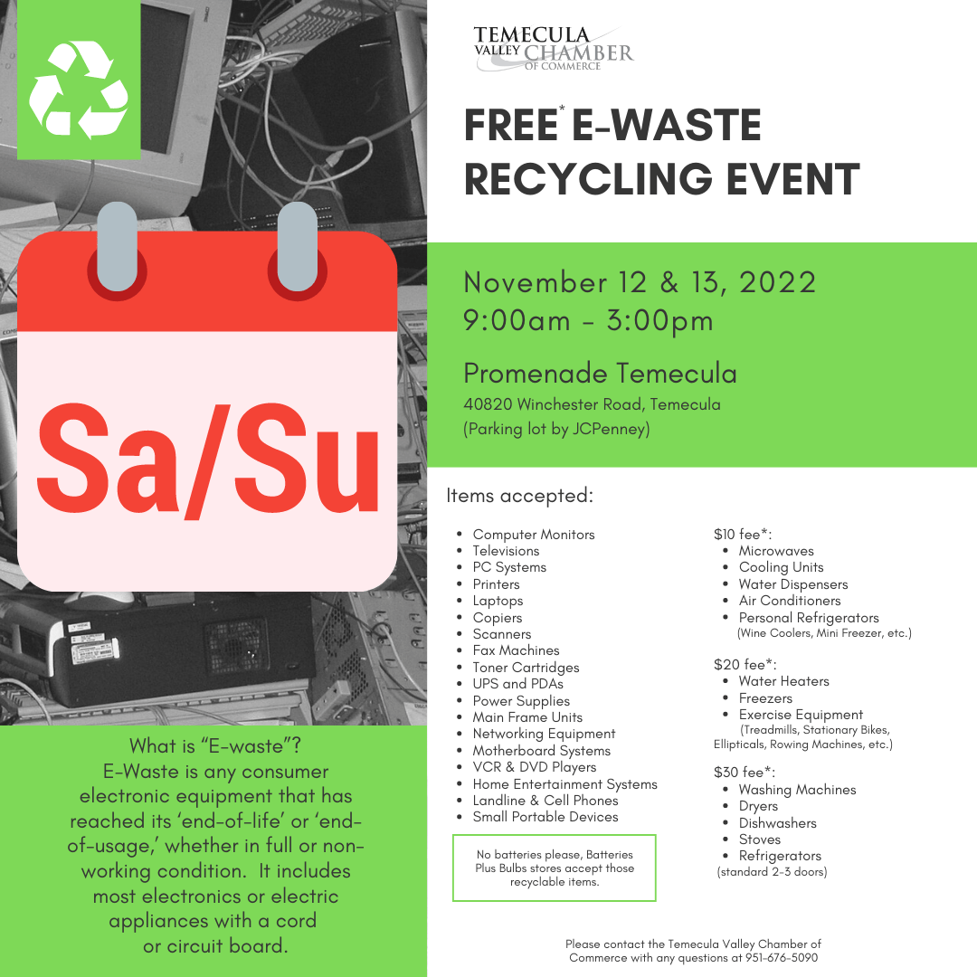 TVCC Free Electronic Waste Drop Off Event Temecula Valley Chamber