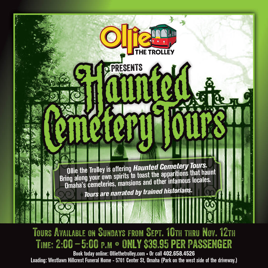 Bring along your own spirits to toast the apparations that haunt Omaha's cemeteries, mansions and other infamous locals.