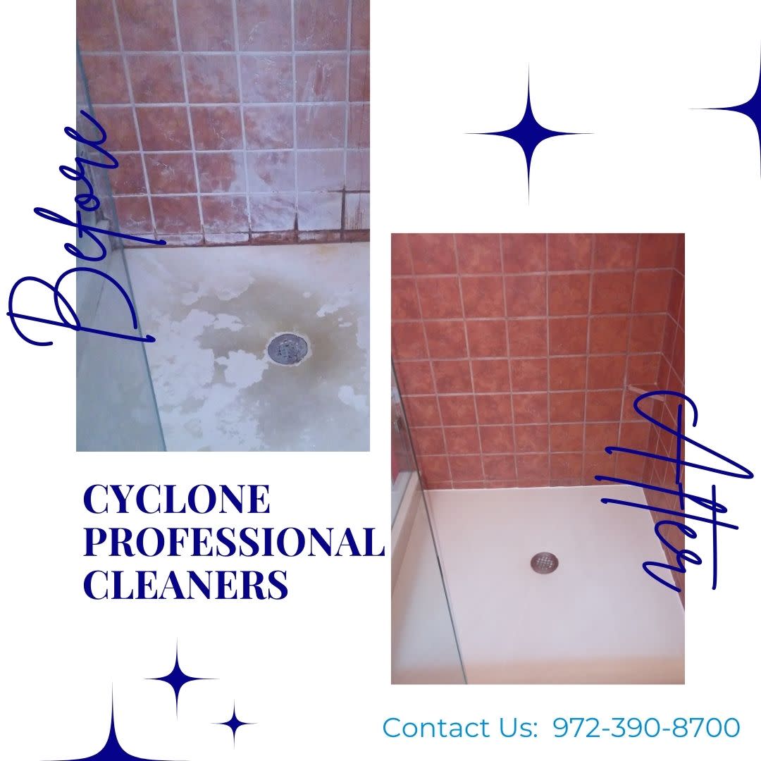 before and after a shower tile and grout cleaning