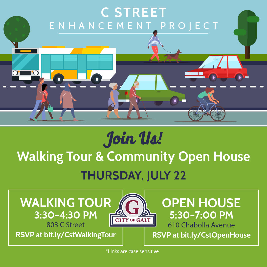 C St Project; Walking Tour 3:30 to 4:30 pm meet in Papas & Wings parking lot. Open House 5:30 to 7:30 pm at Chabolla 07/22