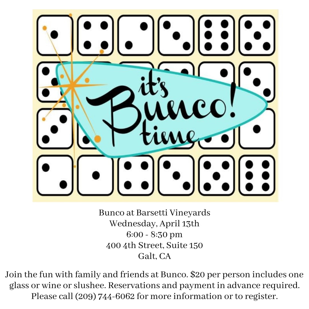 Bunco at Barsetti's flyer